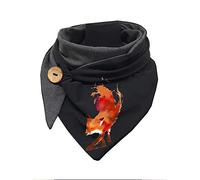 Hiseng Sciarpa Donna Invernale Grande Scaldacollo, Moda Sciarpa Triangolare Vintage Sciarpe Calde Con Stampa Multiuso Morbido Coperta Sciarpa con Bottone (135-175cm,Volpe Dipinta)