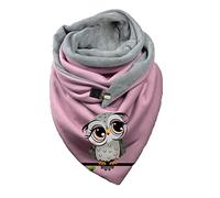 Hiseng Sciarpa Donna Invernale Grande Scaldacollo, Moda Sciarpa Triangolare Vintage Sciarpe Calde Con Stampa Multiuso Morbido Coperta Sciarpa con Bottone (Gufo Colore E,150x75cm)