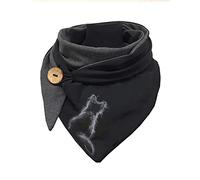 Hiseng Sciarpa Donna Invernale Grande Scaldacollo, Moda Sciarpa Triangolare Vintage Sciarpe Calde Con Stampa Multiuso Morbido Coperta Sciarpa con Bottone (165x90cm,Vista posteriore gatto)