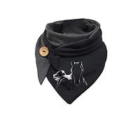 Hiseng Sciarpa Donna Invernale Grande Scaldacollo, Moda Sciarpa Triangolare Vintage Sciarpe Calde Con Stampa Multiuso Morbido Coperta Sciarpa con Bottone (Cavallo nero,135-175cm)