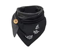 Hiseng Sciarpa Donna Invernale Grande Scaldacollo, Moda Sciarpa Triangolare Vintage Sciarpe Calde Con Stampa Multiuso Morbido Coperta Sciarpa con Bottone (165x90cm,foglie semplici)