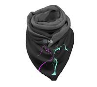 Hiseng Sciarpa Donna Invernale Grande Scaldacollo, Vintage Moda Sciarpa Triangolare Sciarpe Calde Con Stampa Multiuso Morbido Coperta Sciarpa con Bottone (148x70cm,stile gatto 6)