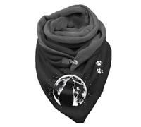 Hiseng Sciarpa Donna Invernale Grande Scaldacollo, Vintage Moda Sciarpa Triangolare Sciarpe Calde Con Stampa Multiuso Morbido Coperta Sciarpa con Bottone (148x70cm,Notte al chiaro di luna)