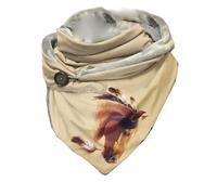 Hiseng Sciarpa Donna Invernale Grande Scaldacollo, Vintage Moda Sciarpa Triangolare Sciarpe Calde Con Stampa Impronta Animale Multiuso Morbido Coperta Sciarpa con Bottone (135x50cm,cavallo di piume)