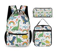 Hiseng Set Zaino Scuola con Borsa per il Pranzo e Astuccio (Dinosauro)