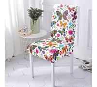 Hiseng Stampa a Farfalla Coprisedie, Coprisedie con Schienale, Coprisedie Elasticizzato Lavabile Estraibile Coprisedie Universali, per Ristorante, Feste, Hotel Coprisedia (Colorato,6 Pezzi)