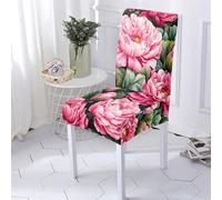 Hiseng Stampa Floreale Coprisedie, Coprisedie con Schienale, Coprisedie Elasticizzato Lavabile Estraibile Coprisedie Universali, per Ristorante, Feste, Hotel Coprisedia (Fiori Rosa,6 Pezzi)