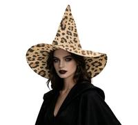 Hiseng Stampa Leopardata Cappello da Strega Donna e Uomo | Cappellino Pieghevole Morbido a 4 Vie Elasticizzato Adulti, Cappelli Tesa Larga, per Costumi Halloween e Ballo in Maschera