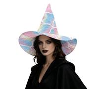 Hiseng Stampa Squame di Pesce Cappello da Strega Donna e Uomo | Cappellino Pieghevole 4 Vie Elasticizzato Adulti, Cappelli Tesa Larga Trapuntatura, per Costumi Halloween e Ballo in Maschera