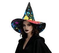 Hiseng Stile Graffiti Cappello da Strega Donna e Uomo | Cappellino Pieghevole 4 Vie Elasticizzato Adulti, Cappelli Tesa Larga Trapuntatura, per Costumi Halloween e Ballo in Maschera