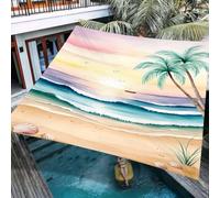 Hiseng Tenda a Vela Ombreggiante Impermeabile, Motivo Albero di Cocco 3D Vele Parasole Protezione Raggi UV 95% Telo Ombreggiante Terrazzo con 4 Corde Telo Ombra (Onda mare,2x2m)