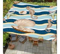 Hiseng Tenda a Vela Ombreggiante Impermeabile, Motivo Stella Marina 3D Vele Parasole Quadrata Rettangolo con 4 Corde Telo Ombreggiante Terrazzo Telo Ombra per Esterno (Cavalluccio marino,1.8x1.8m)