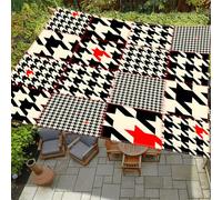 Hiseng Tenda a Vela Ombreggiante Impermeabile Rettangolo Quadrata, Stampa Strisce Vele Parasole da Giardino Protezione Raggi UV 95% Telo Ombreggiante Terrazzo con 4 Corde (Houndstooth,2x2m)