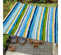 Hiseng Tenda a Vela Ombreggiante Impermeabile Rettangolo Quadrata, Stampa Strisce Vele Parasole da Giardino Protezione Raggi UV 95% Telo Ombreggiante Terrazzo con 4 Corde (Verde + Blu,2x2m)