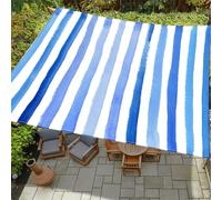 Hiseng Tenda a Vela Ombreggiante Impermeabile Rettangolo Quadrata, Stampa Strisce Vele Parasole da Giardino Protezione Raggi UV 95% Telo Ombreggiante Terrazzo con 4 Corde (Strisce blu,2x2m)