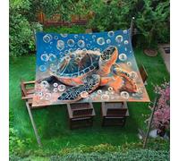 Hiseng Tenda a Vela Ombreggiante Impermeabile Rettangolo, Stampa Tartaruga Oceanica Vele Parasole da Giardino Protezione Raggi UV 95% Telo Ombreggiante Terrazzo Telo Ombra (Bolle,2x2.4m)