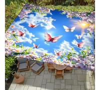 Hiseng Tenda a Vela Ombreggiante Impermeabile Rettangolo, Stampe di Paesaggi Vele Parasole da Giardino Protezione Raggi UV 95% Telo Ombreggiante Terrazzo Telo Ombra (Farfalla,1.8x1.8m)