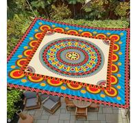 Hiseng Tenda a Vela Ombreggiante Impermeabile, Stile Mandala Vele Parasole Quadrata Rettangolo con 4 Corde Telo Ombreggiante Terrazzo Protezione Raggi UV 95% per Esterno (Stile etnico,1.5x1.5m)
