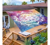 Hiseng Tenda a Vela Ombreggiante Impermeabile, Vele Parasole Protezione Raggi UV 95% Telo Ombreggiante Terrazzo con 4 Corde Stile Mandala Telo Ombra Quadrata Rettangolo (Stile 15,1.8x1.8m)