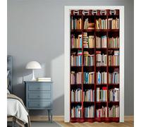 Hiseng Tenda per Porta per La Privacy, Separe Divisorio Interno, Stampe da Scaffale Tende Oscuranti per Porta con Occhielli, per Biblioteca, Libreria, Armadio, Soggiorno (Scaffale 2,120x200cm)