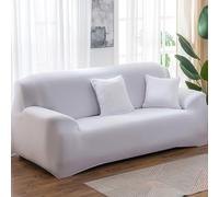 Hiseng Tinta Unita Copridivano 1 2 3 4 Posti, Copridivano Elasticizzato, Universale Copridivano con 2 Federe Spandex Antiscivolo Copri Divano (Bianco,3 posti)