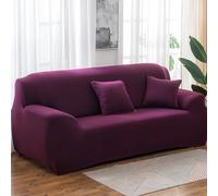 Hiseng Tinta Unita Copridivano 1 2 3 4 Posti, Copridivano Elasticizzato, Universale Copridivano con 2 Federe Spandex Antiscivolo Copri Divano (Viola Intenso,2 posti)