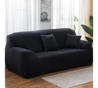 Hiseng Tinta Unita Copridivano 1 2 3 4 Posti, Copridivano Elasticizzato, Universale Copridivano con 2 Federe Spandex Antiscivolo Copri Divano (Nero,2 posti)