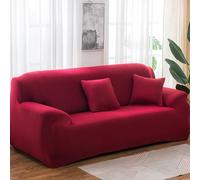 Hiseng Tinta Unita Copridivano 1 2 3 4 Posti, Copridivano Elasticizzato, Universale Copridivano con 2 Federe Spandex Antiscivolo Copri Divano (Borgogna,4 posti)