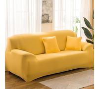 Hiseng Tinta Unita Copridivano 1 2 3 4 Posti, Copridivano Elasticizzato, Universale Copridivano con 2 Federe Spandex Antiscivolo Copri Divano (Giallo,2 posti)