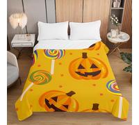 Hiseng Trapunta 2.5 Tog Halloween, Leggero Copriletto Matrimoniale Singolo, 2025 Trapunta, Morbida Trapuntino in Microfibra, per Primaverile Estivo (Arancione 01,100 * 150cm)