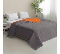 Hiseng Trapunta Leggero Copriletto Matrimoniale Singolo, 2026 Trapunta, Morbida Trapuntino in Microfibra, per Primaverile Estivo (Grigio e arancione,200x230cm)