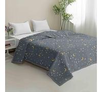 Hiseng Trapuntato Copriletto Primaverile Estivo, Mezza Stagione Trapunta Singolo, Copriletto Microfibra Trapunta, Goffrato Coperta per Matrimoniale (Stella Luna,135x200cm)