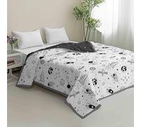 Hiseng Trapuntato Copriletto Primaverile Estivo, Mezza Stagione Trapunta Singolo, Copriletto Microfibra Trapunta, Goffrato Coperta per Matrimoniale (Astronave,135x200cm)