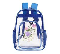 Hiseng Zaino Trasparente 43x32.5x14cm per Scuola, Lavoro e Concorsi (Floreale Blu 3)