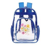 Hiseng Zaino Trasparente 43x32.5x14cm per Scuola, Lavoro e Concorsi (Floreale Blu 4)