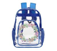 Hiseng Zaino Trasparente 43x32.5x14cm per Scuola, Lavoro e Concorsi (Floreale Blu 6)