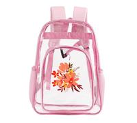 Hiseng Zaino Trasparente 43x32.5x14cm per Scuola, Lavoro e Concorsi (Floreale Rosa 2)