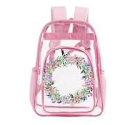 Hiseng Zaino Trasparente 43x32.5x14cm per Scuola, Lavoro e Concorsi (Floreale Rosa 4)