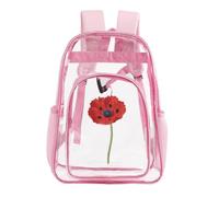 Hiseng Zaino Trasparente 43x32.5x14cm per Scuola, Lavoro e Concorsi (Floreale Rosa 7)