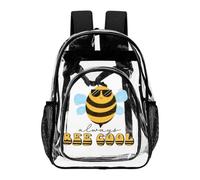 Hiseng Zaino Trasparente per Scuola, Lavoro e Concorsi (Ape 3,43X32.5cm) | Stampa Api Zainetto Trasparente in PVC Impermeabile Leggero con Tasca a Rete e Spallacci Imbottiti per Uomo e Donna