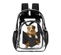 Hiseng Zaino Trasparente per Scuola, Lavoro e Concorsi (Border Collie,43X32.5cm)