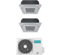 Hisense Climatizzatore a Cassetta 4 Vie Dual Split 12000 + 18000 btu Condizionatore con Pompa di Calore Classe A++/A+ (Unità Interna + Unità Esterna) Panne...