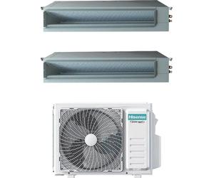 Hisense Climatizzatore Canalizzato Dual Split 9000 + 12000 btu Condizionatore con Pompa di Calore Unità Interna + Unità Esterna) Comando Ca...