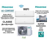 Condizionatore Climatizzatore Hisense Hi-Comfort R 32 Dual Split 7000+12000 Btu + 2AMW52U4RXC Wi-Fi Integrato