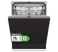 Hisense HV16B, Lavastoviglie integrata, Classe B, 16 Coperti, 40db, 8 programmi, controllo touch, fast cleaning, Apertura automatica della porta, Indicatore del tempo rimanente, 9,5L