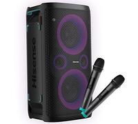 Hisense Party Storm 1, l'altoparlante Bluetooth con una potenza da 300W, woofer integrato, 2 microfoni wireless inclusi, Modalita' Karaoke, wireless charging pad integrato, ingresso e uscita AUX, USB