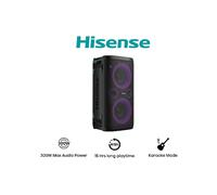 Hisense Party Storm, l'altoparlante Bluetooth con una potenza da 300W, woofer integrato,Modalita' Karaoke, wireless charging pad integrato, ingresso e uscita AUX, USB