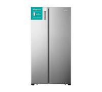 Hisense RS677N4BID Side by Side frigorifero con congelatore/Compressore inverter/portabottiglie/FreshZone/scomparto per verdure/frigorifero 334 l/congelatore 185 l/ 41 dB/ 247 kWh/anno, Inox