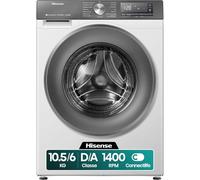 HISENSE WD3S1043BW7 LAVASCIUGA, Caricamento frontale, capacità lavaggio 10,5 kg, asciugatura 6 19 programmi, Profondità 59 cm, Bianco/Silver, Classe A