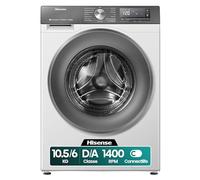HISENSE WD3S1043BW7 LAVASCIUGA, Caricamento frontale, capacità lavaggio 10,5 kg, asciugatura 6 19 programmi, Profondità 59 cm, Bianco/Silver, Classe A